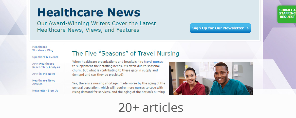 Portfolio image of AMN Healthcare articles written by Bonnie Nicholls