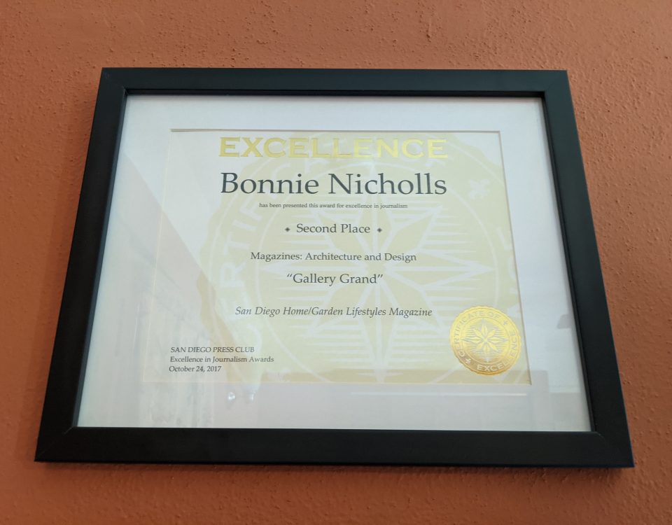 2017 San Diego Press Club award for Bonnie Nicholls